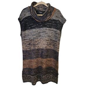 Papa cowl neck sweater vest. Black, browns & gray. Size M.